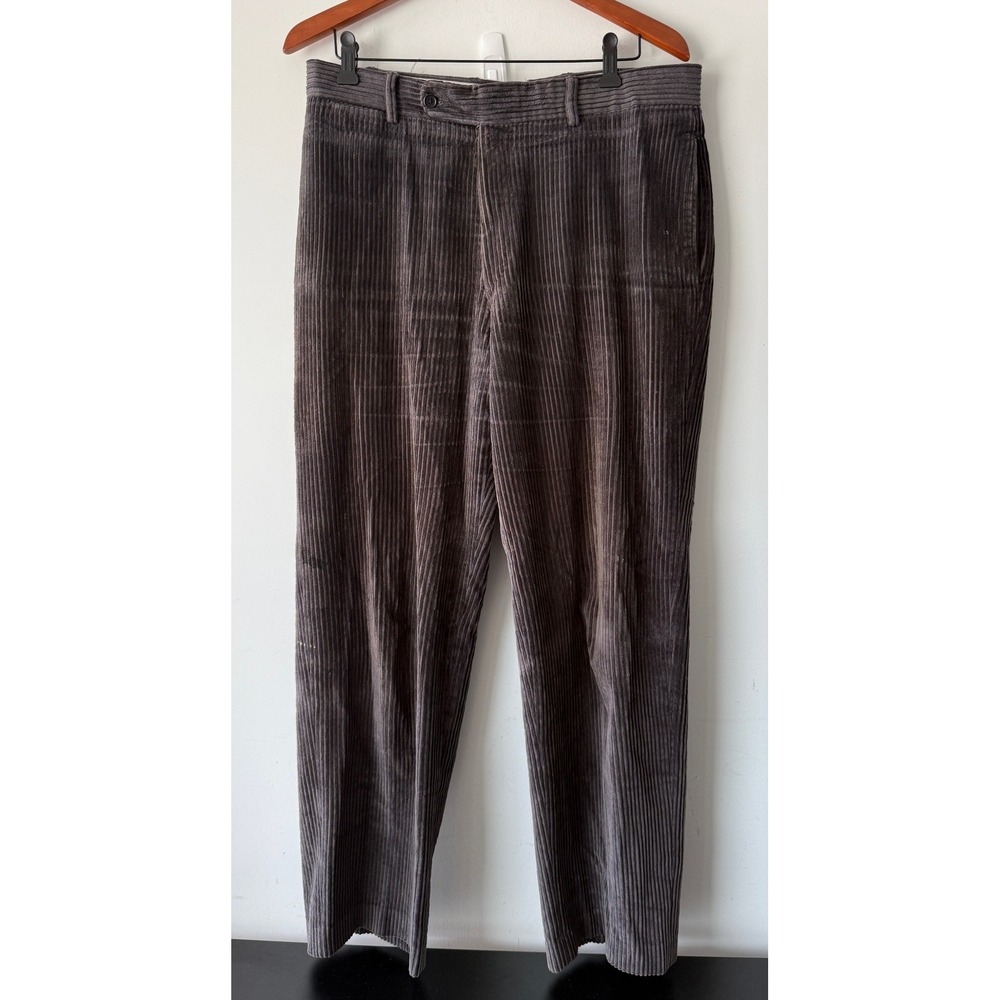 J. Peterman Mens Gray Wide Wale Corduroy Trousers Straight Leg Size 34 Canada